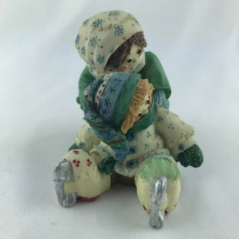 Vtg 1995 Enesco Mary Rhyner Cute as Button Girl Helping Boy Ice Skater Figurine